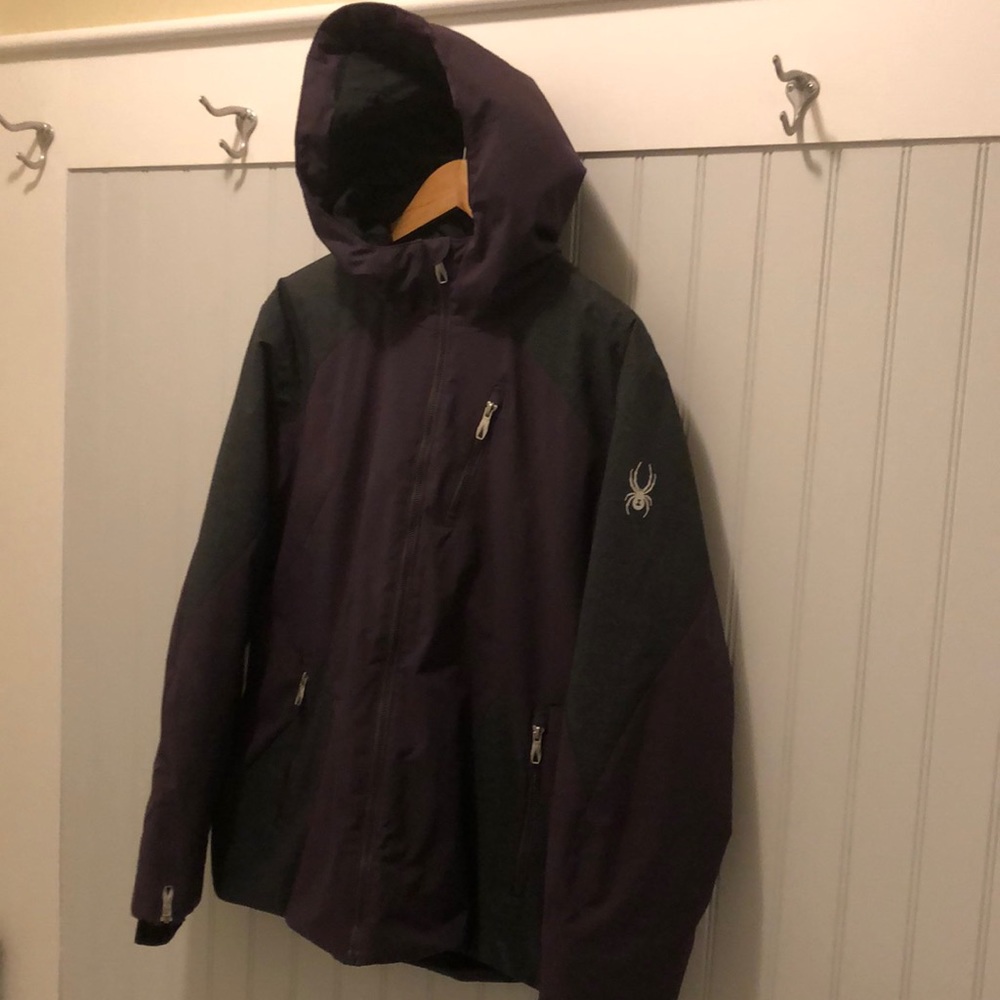 Spyder Women's Ski Jacket in Dark Purple and Charcoal